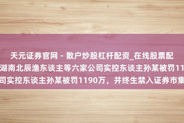 天元证券官网 - 散户炒股杠杆配资_在线股票配资官方杠杆 上海日赢、湖南北辰渔东谈主等六家公司实控东谈主孙某被罚1190万，并终生禁入证券市集