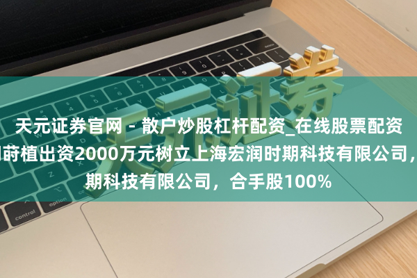 天元证券官网 - 散户炒股杠杆配资_在线股票配资官方杠杆 宏润莳植出资2000万元树立上海宏润时期科技有限公司，合手股100%